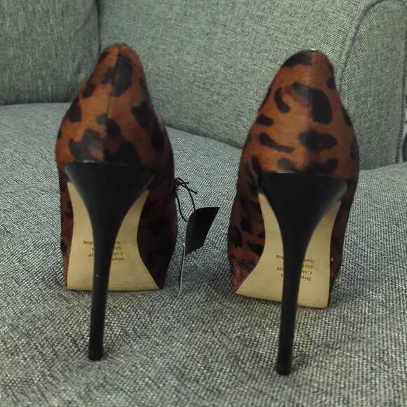 BAKERS Melina Leopard Print Cow Hair Fur Platform Heels Brown Black Wmns Sz 7.5 - Picture 4 of 8